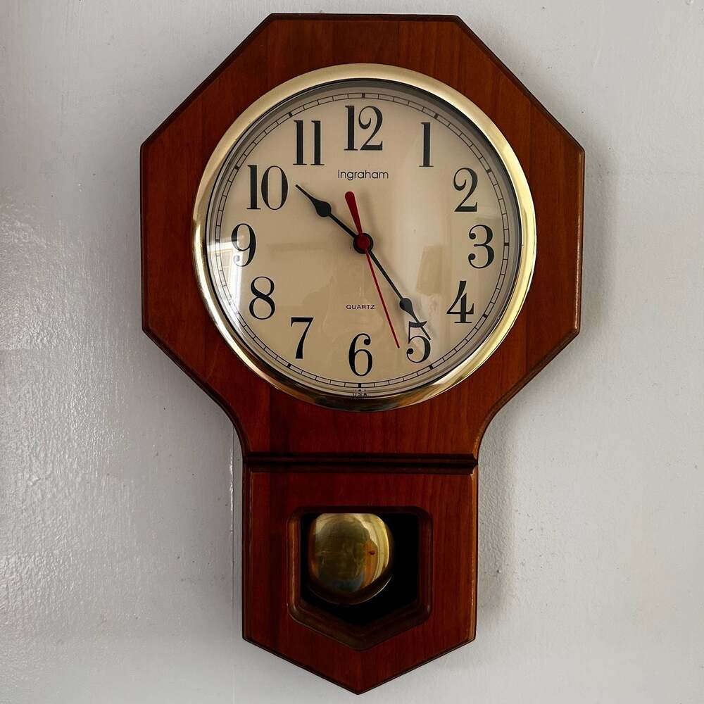 Pomerantz Ingraham Quartz Wall Clock with Pendulum